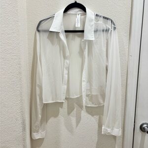 ALO Yoga White Button-Up Blouse